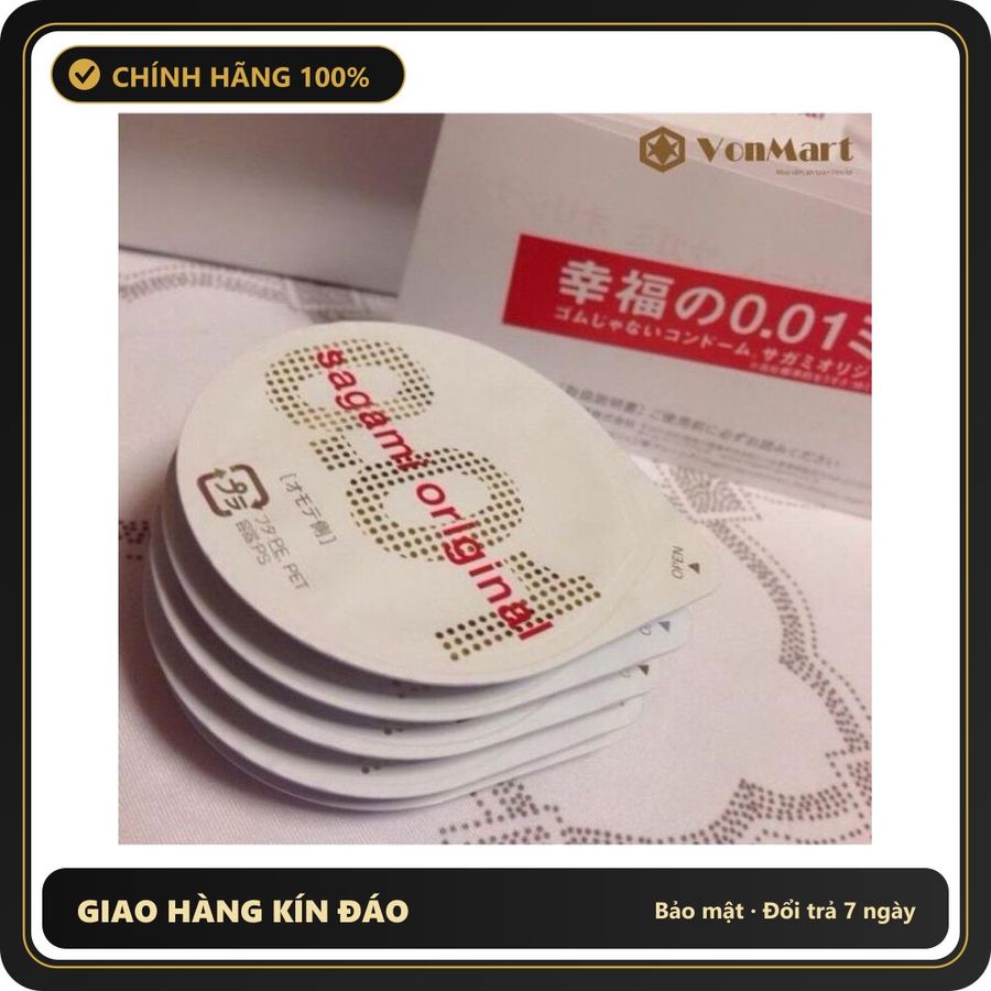 (Che Tên) Bao Cao Su Sagami 0.01 Nội Địa Nhật Bản (Hộp 5 Chiếc) Che Tên Sản Phẩm (Date 2029) Hỗ Trợ 24/7