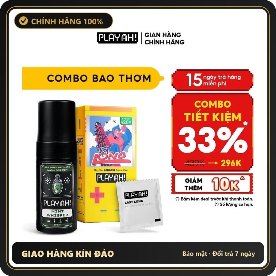 (Che Tên) Bao Cao Su PlayAh Last Long Siêu Mỏng Kéo Dài Thời Gian Quan Hệ Hộp 10 size 52mm Giao Nhanh Toàn Quốc