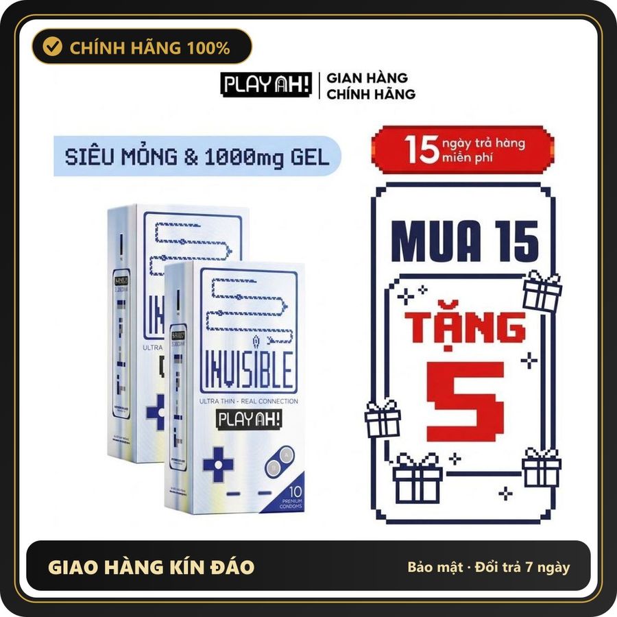 (Che Tên) Combo 2 hộp/3 hộp Bao Cao Su PLAYAH Super Invisible Siêu Mỏng Hộp 10 bao size 52mm Bảo Mật Tuyệt Đối