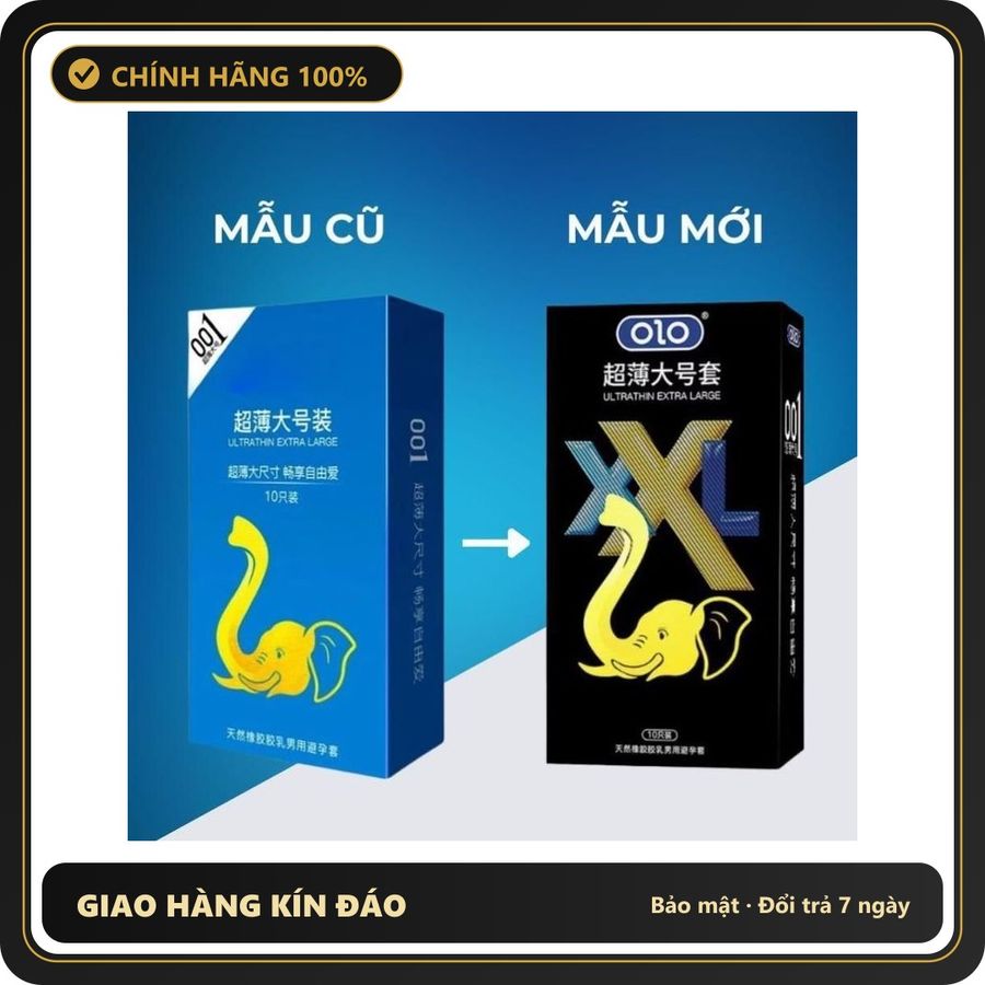 (Che Tên) Bao cao su size lớn 55mm XL 001 hộp 10 cái, bcs size lớn siêu mỏng 0.01mm kéo dài thời gian quan hệ Giao Nhanh Toàn Quốc