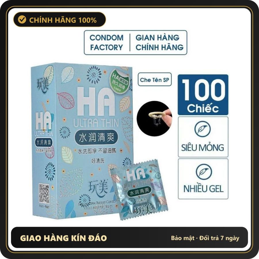 (Che Tên) Bao cao su nội địa Trung siêu mỏng nhiều gel bôi trơn Hộp 100 cái Cao Cấp Bảo Đảm