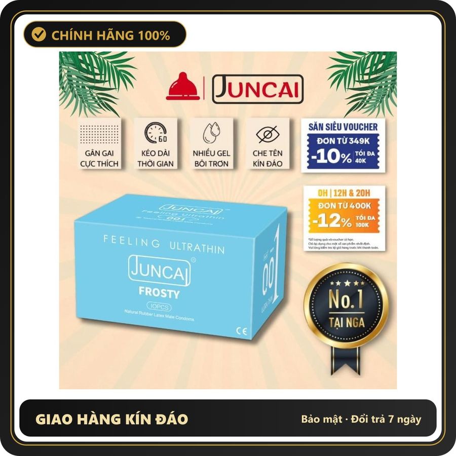 (Che Tên) [Combo] bao cao su siêu mỏng Juncai kéo dài thời gian, gân gai tăng khoái cảm, bcs HAOLO 001 siêu mỏng nhiều gel Hộp Trắng Kín