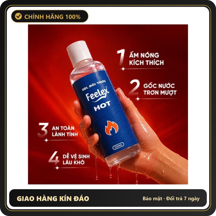 (Che Tên) Gel bôi trơn Feelex Hot tăng khoái cảm cho nữ nhờ hiệu ứng Nóng cực trơn và lâu khô - Chai 250ml Bảo Mật Tuyệt Đối