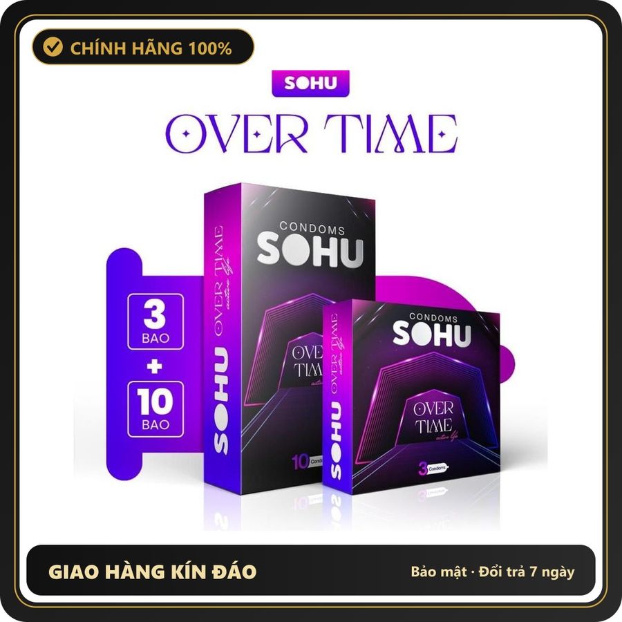 (Che Tên) Bao Cao Su SOHU Over Time Siêu Mỏng, Kéo Dài Thời Gian, Nhiều Gel Bôi Trơn size 52mm Giao Nhanh Toàn Quốc