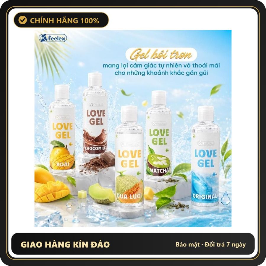 (Che Tên) Gel bôi trơn an toàn khi nuốt phải nam nữ 5 hương vị FEELEX LOVE GEL Original/Xoài/Dưa lưới/Matcha/Chocomilk 250ml - Hàng Mới Về