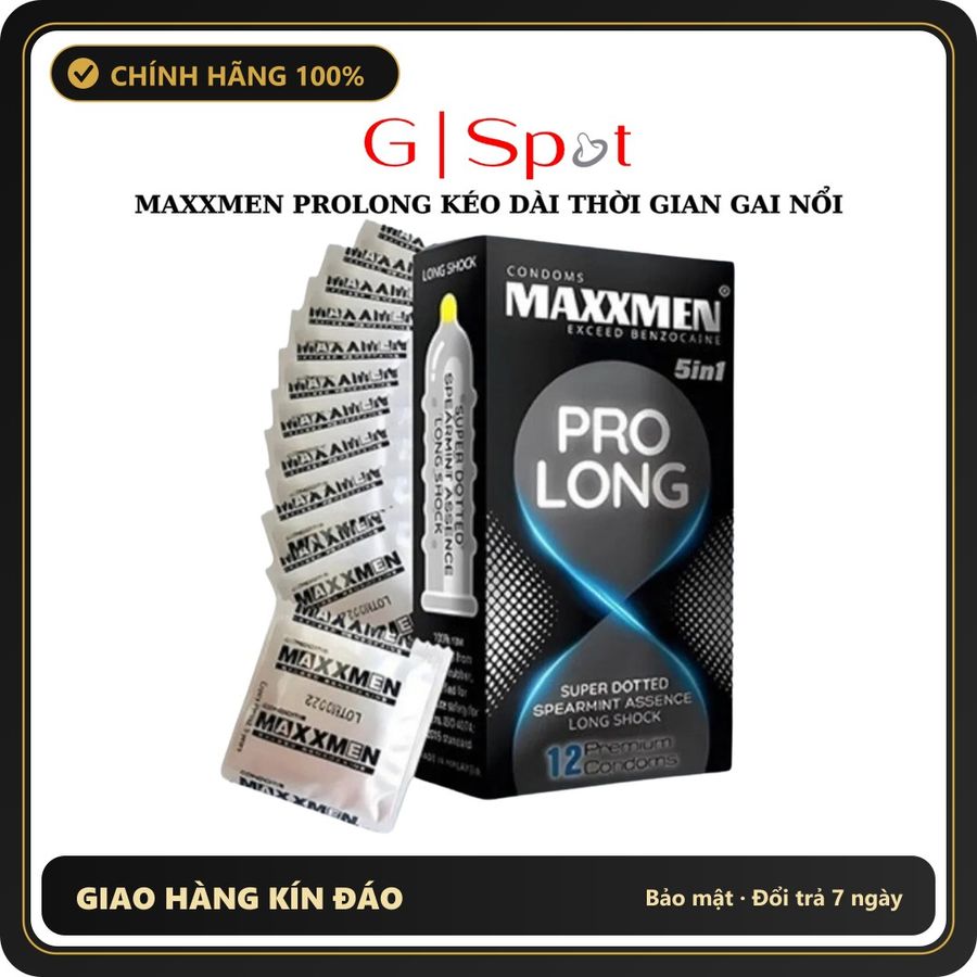 (Che Tên) Bao cao su MAXXMEN 5in1 PROLONG Kéo dài thời gian, Gân gai, Siêu mỏng Hỗ Trợ 24/7