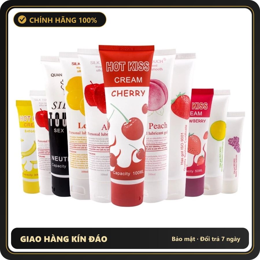 (Che Tên) Gel Boi Tron Love Kiss, Hot Kiss, Silk Touch Hương Trái Cây 100ml - Hàng Mới Về