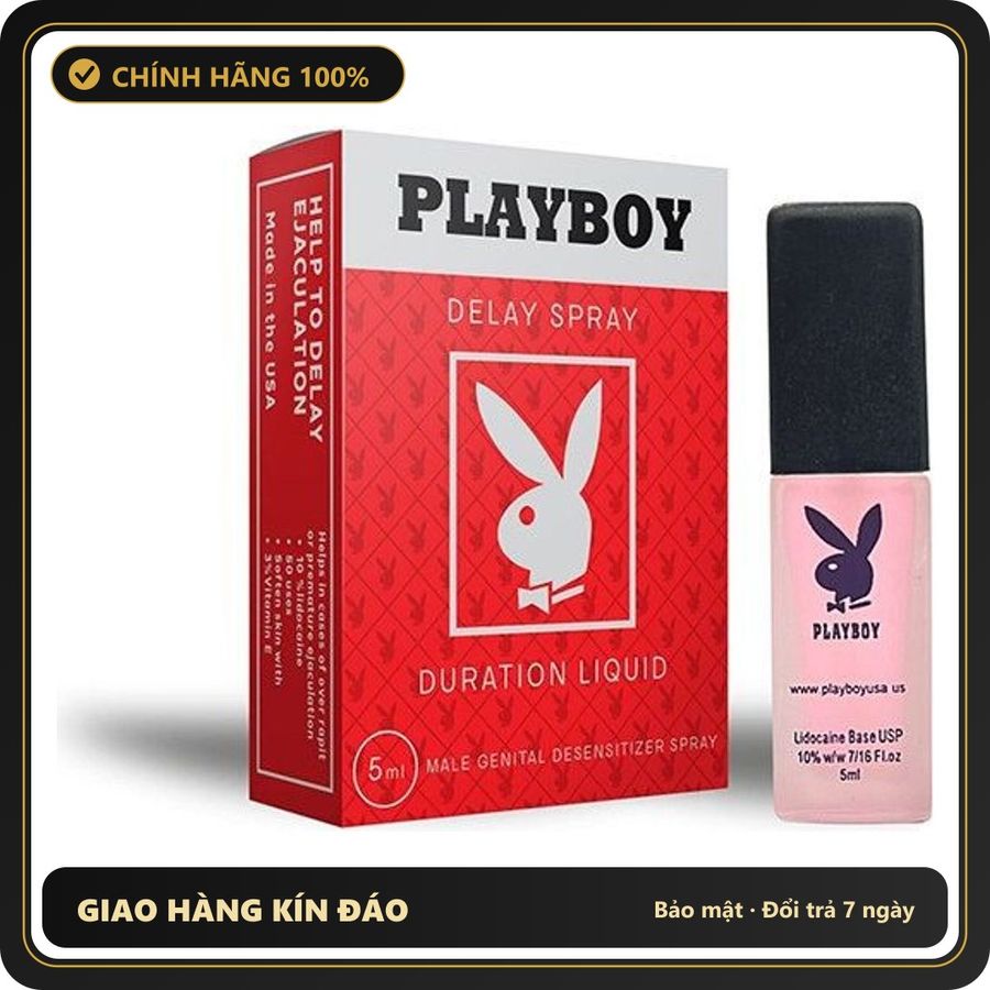 (Che Tên) Xịt chống xuất sớm Playboy Đỏ - 5ml Bảo Mật Tuyệt Đối