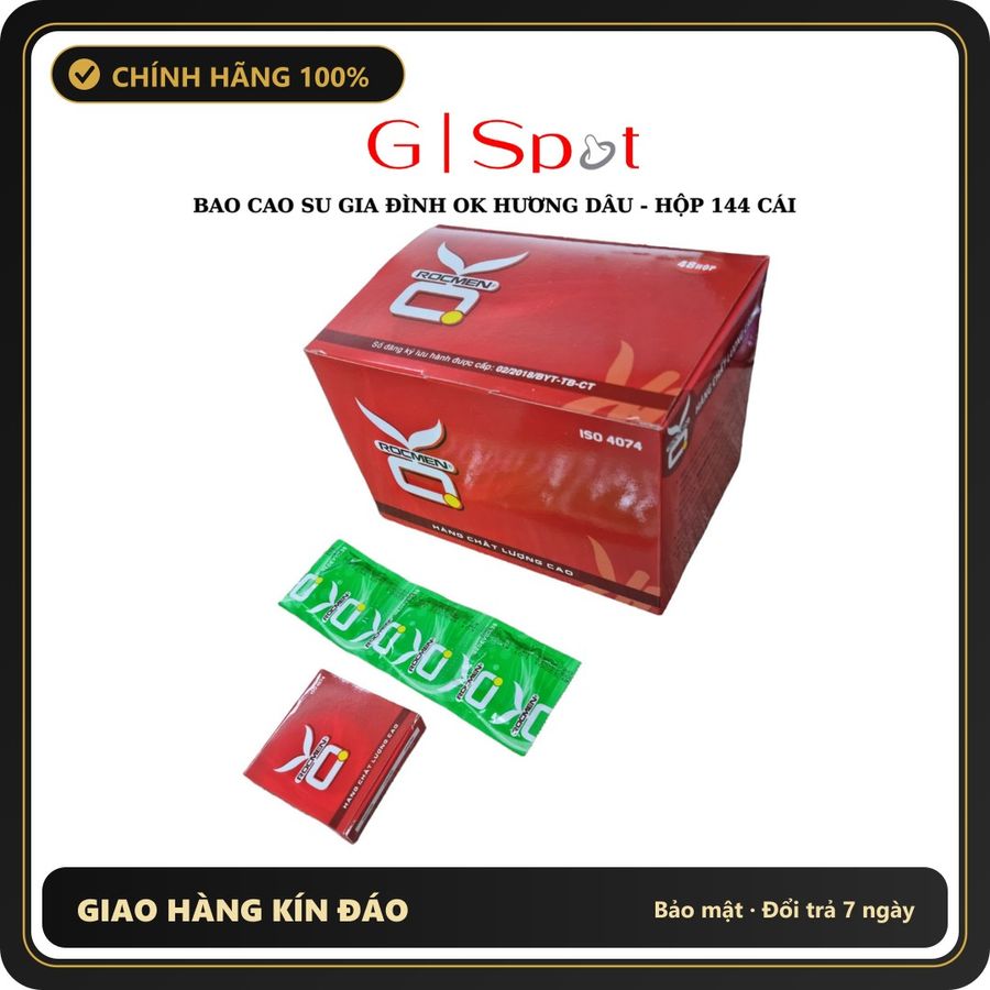 (Che Tên) Bao Cao Su OK Cho Gia Đình Khách Sạn Giá Rẻ - Hộp 144 Cái Chuẩn Auth