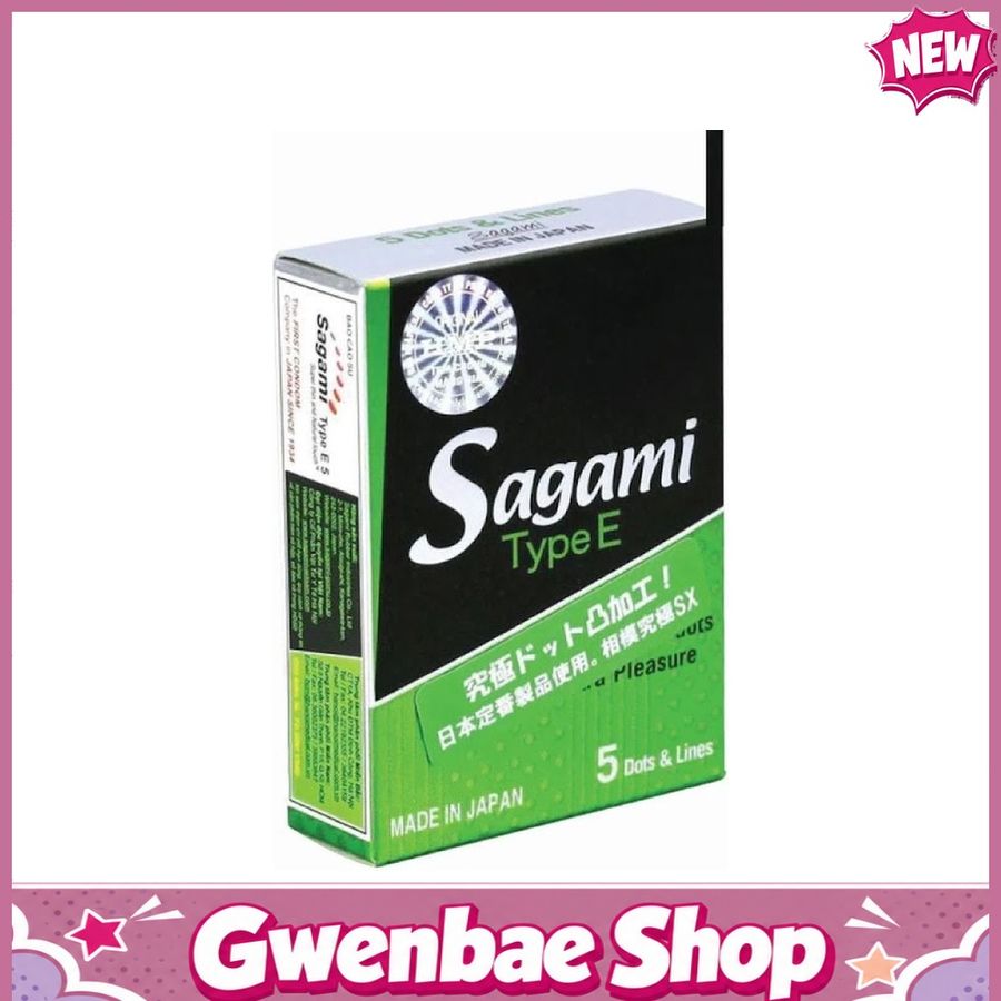 Bao cao su Sagami Type E - Gân và điểm nổi - Hộp 5 cái - Gwen Shop Chính Hãng