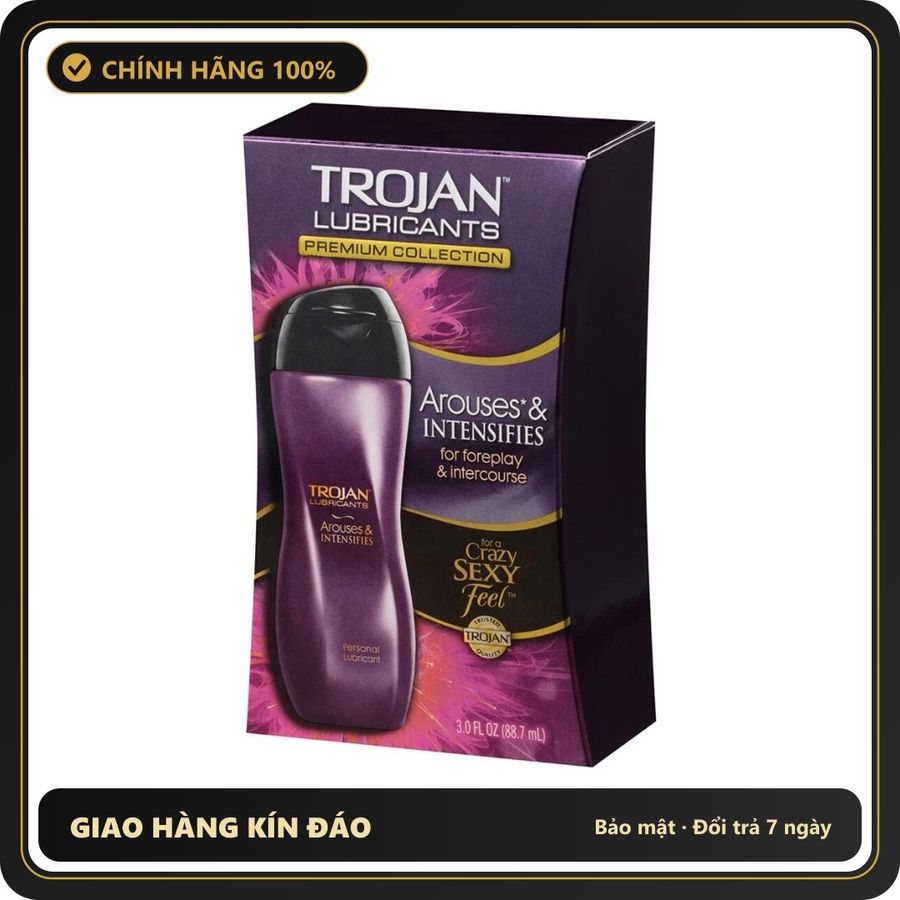 (Che Tên) Gel boi tron Trojan Arouses & Intensifies se khít tăng khoái cảm chai 88.7ml - Hàng Mới Về