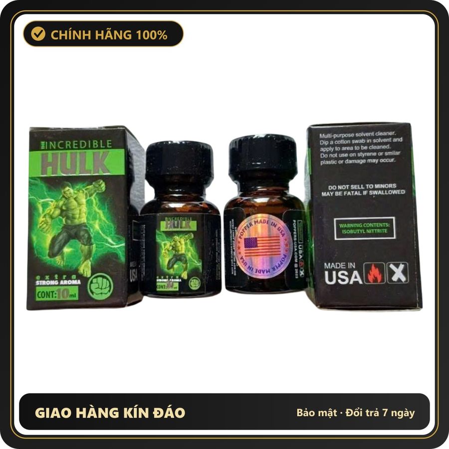 (Che Tên) Popper 10ml The Incredible Hulk 10ml - Chính Hãng USA Giao Nhanh Toàn Quốc