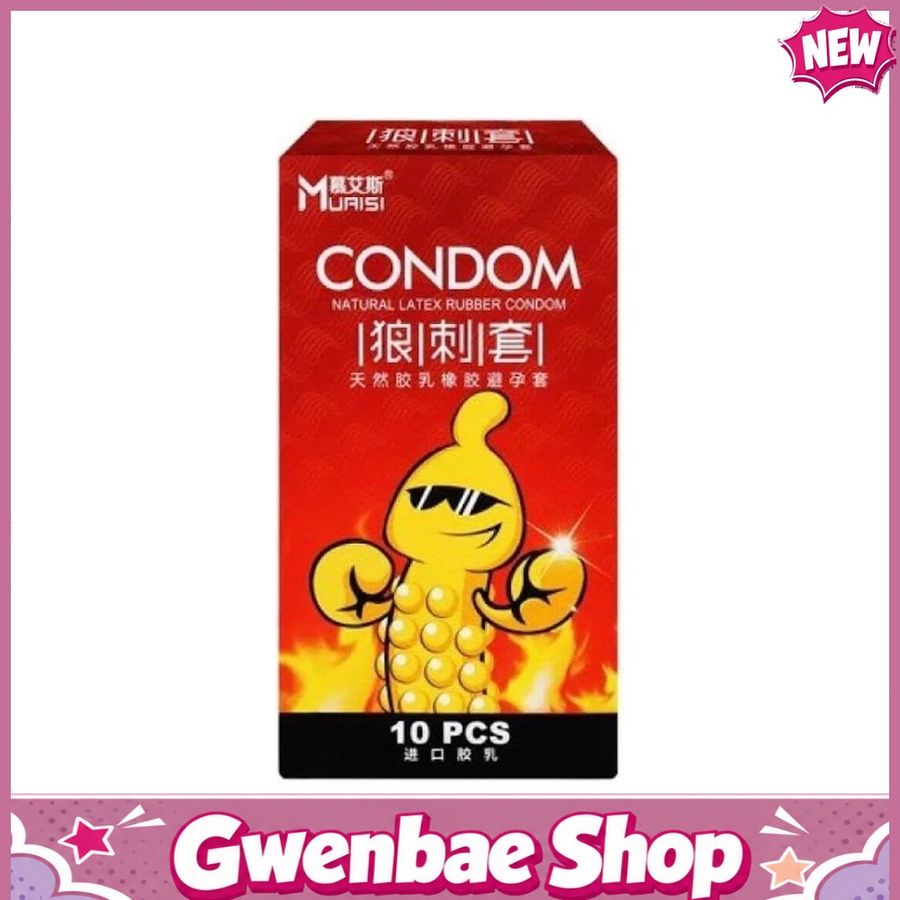 Bao cao su Muaisi Hot - Siêu điểm nổi, nóng ấm - Hộp 10 cái - Gwen Shop Chính Hãng