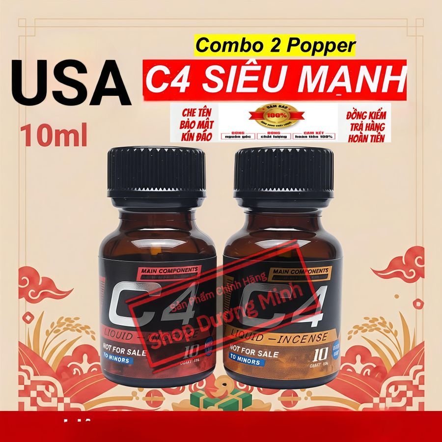 Combo 2 chai Popper C4 10ml , Cho Top Bot, Mùi Dịu, Dễ Hít,Ko Nhức Đầu, Ko Bỏng Mũi,Phê Lâu 