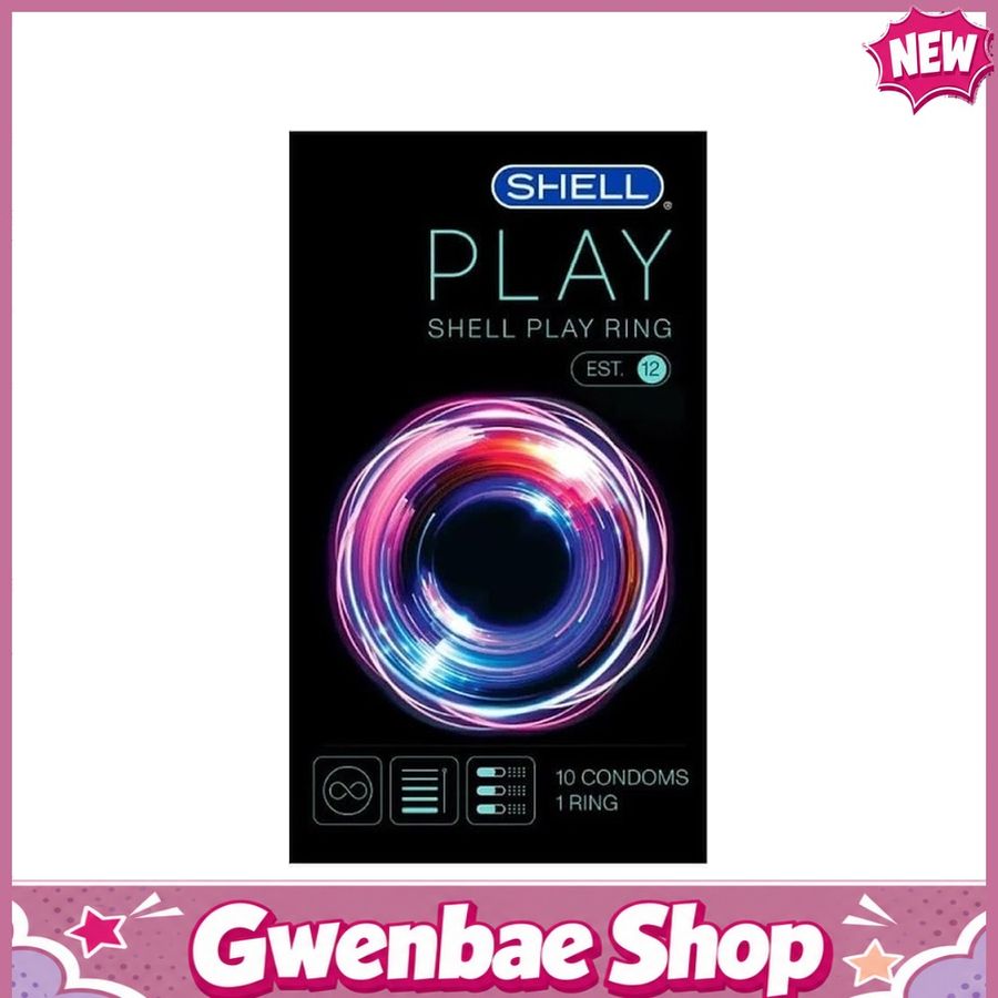 Bao cao su Shell Play Ring 6 tính năng - Hộp 10 cái + 1 vòng đeo kéo dài thời gian - Gwen Shop Chính Hãng