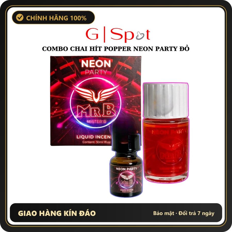 (Che Tên) Combo Popper Neon Party Đỏ Dạ Quang 40ml + 10ml Giao Nhanh Toàn Quốc