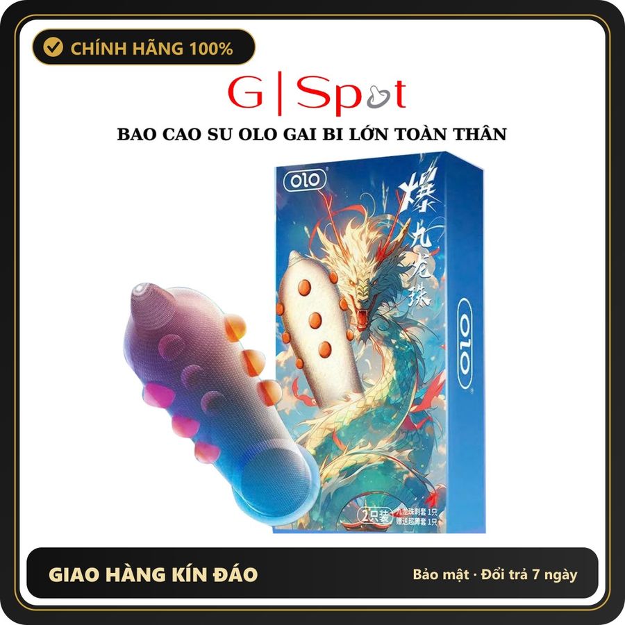 (Che Tên) Bao Cao Su OLO Rồng Lộn, Gai Bi Lớn Tăng Kích Thước, Tăng Cảm Giác Cho Nữ - Hộp 1 Gai + 1 Bi - Hàng Mới Về