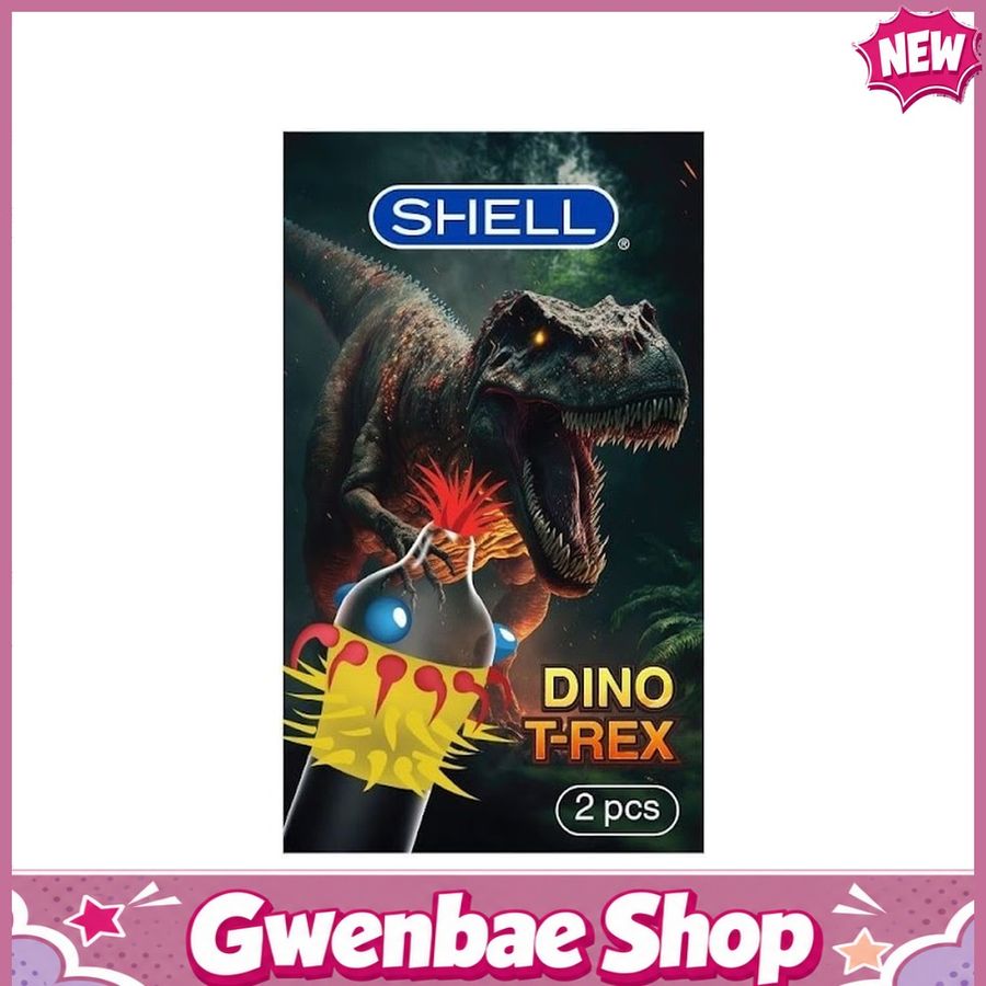 Bao cao su Shell Dino T-rex - Hộp 1 bao nhiều vòng gai, bi nổi lớn + 1 bao Shell Performax (Hộp 2 cá - Gwen Shop Chính Hãng