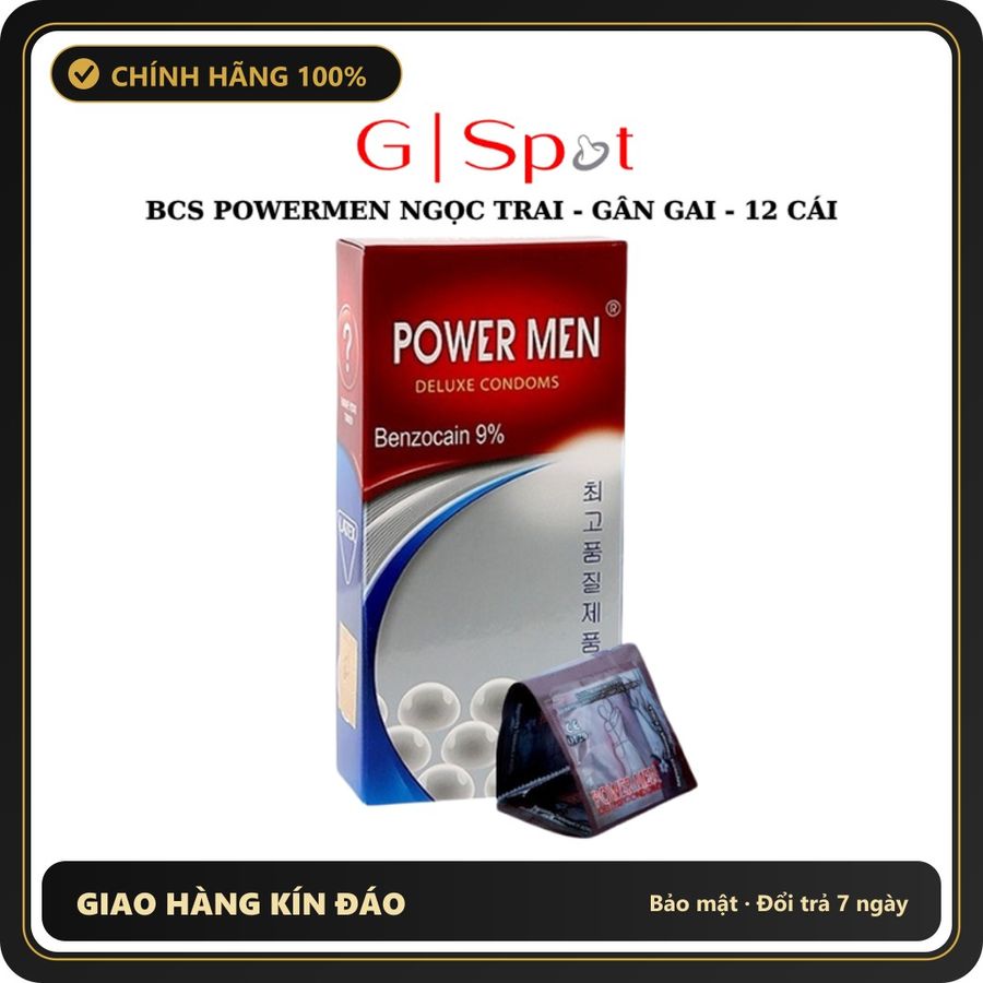 (Che Tên) Bao Cao Su Power Men Ngọc Trai Gân Gai - Hộp 12 Cái - Hàng Mới Về