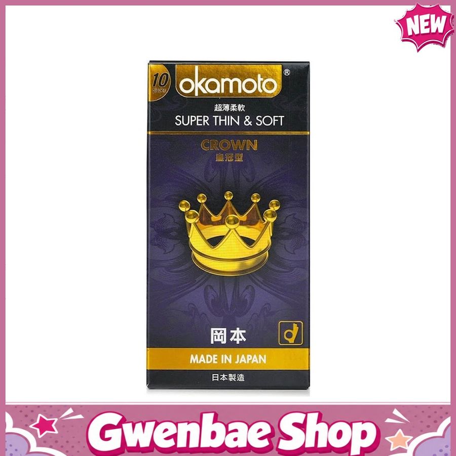 Bao cao su Okamoto Crown - Siêu mỏng nhẹ và mềm mại - Hộp 10 cái - Gwen Shop Chính Hãng