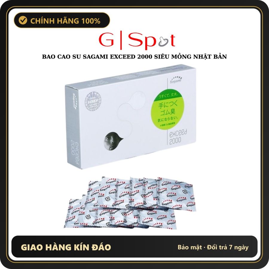 (Che Tên) Bao Cao Su Sagami Exceed 2000 Siêu Mỏng Nhật Bản - Hộp 12 Cái Chuẩn Auth