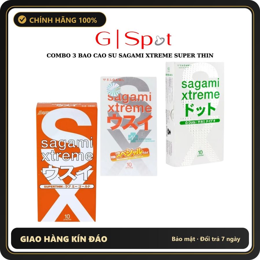 (Che Tên) Combo 3 Hộp - Bao Cao Su Sagami Xtreme Super Thin - Siêu Mỏng Chính Hãng BCS Nhật Bản - Hàng Mới Về