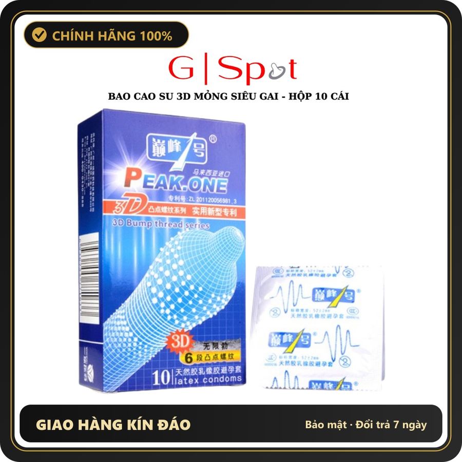 (Che Tên) Bao Cao Su 3D Mỏng Siêu Gai Kích Thích Tăng Cảm Giác Cho Nữ - Hộp 10 Cái - Hàng Mới Về