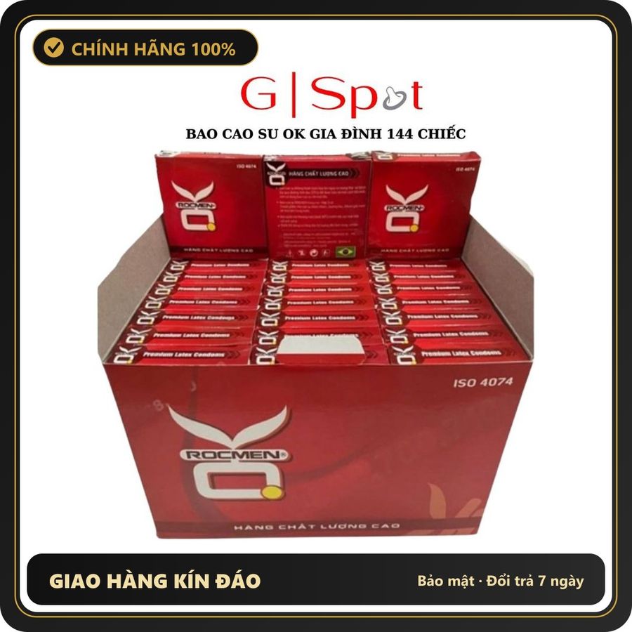 (Che Tên) Bao Cao Su OK Gia Đình 144 Chiếc Chuẩn Auth - siêu mỏng, ôm sát cảm giác thật, chất liệu latex an toàn