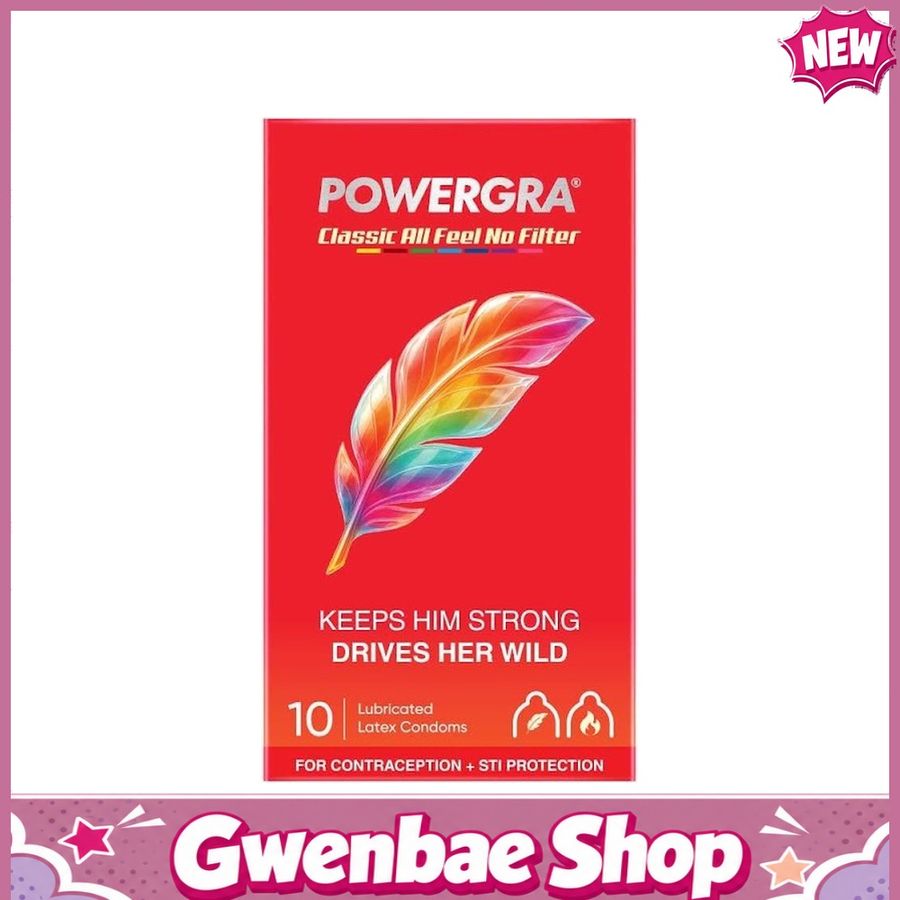 Bao cao su Powergra Classic - Siêu mỏng, truyền nhiệt nhanh, hương trái cây - Hộp 10 cái - Gwen Shop Chính Hãng