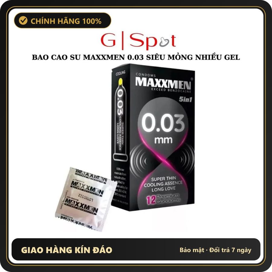 (Che Tên) Bao Cao Su 49mm Maxxmen 003 5in1, Size Nhỏ Siêu Mỏng Chống Xuất Tinh Sớm Kéo Dài Thời Gian Quan Hệ 789276 Chuẩn Auth