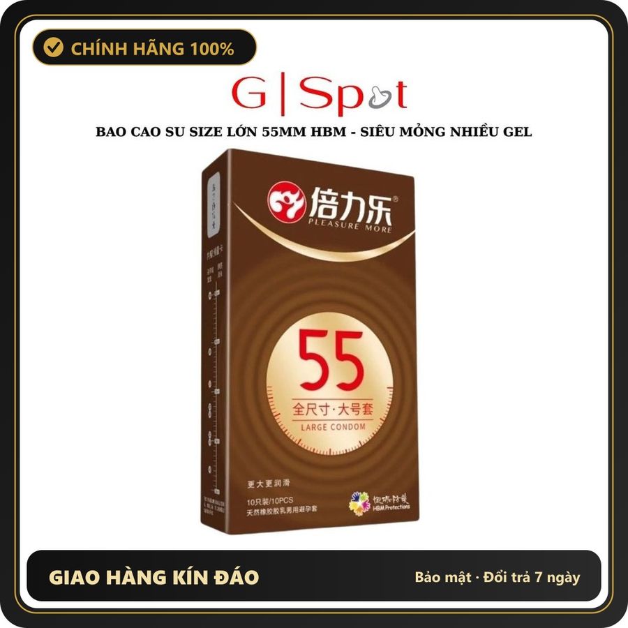 (Che Tên) Bao Cao Su Size Lớn 55mm HBM - Comdom Large XL - Hộp 10 cái - Siêu Mỏng Nhiều Gel 789286 Giao Nhanh Toàn Quốc