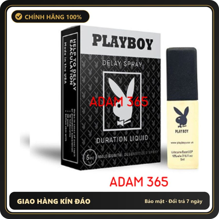 (Che Tên) Xịt chống xuất tinh sớm Playboy Đen 5ml chính hãng.(Sản phẩm shop ADAM 365) Hỗ Trợ 24/7