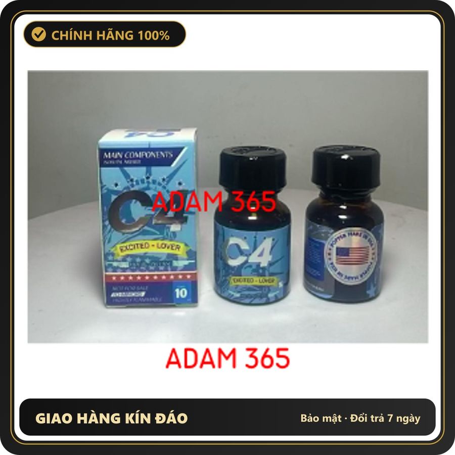 (Che Tên) Chai hít hỗ trợ tăng khoái cảm Popper C4 Blue 10ml (Sản phẩm shop ADAM 365) Hỗ Trợ 24/7