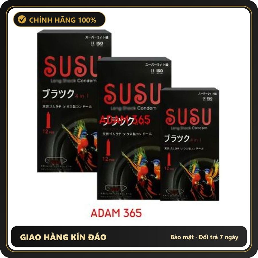 (Che Tên) Bao cao su Susu siêu mỏng hộp 12 chiếc kéo dài thời gian chính hãng 200349 Bảo Mật Tuyệt Đối