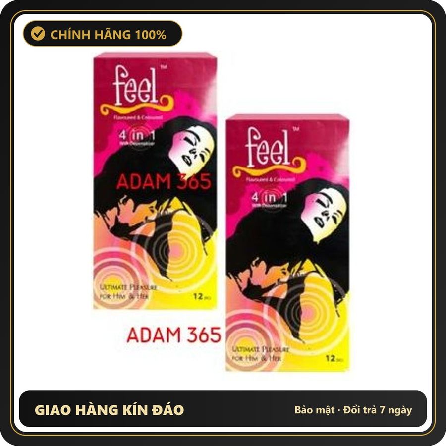 (Che Tên) Bao cao su nhám liti mùi dâu Feel 4in1 hộp 12 chiếc kéo dài thời gian chính hãng Giao Nhanh Toàn Quốc