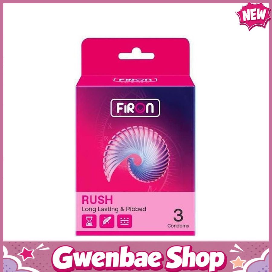 Bao cao su Firon Rush - Gân sọc, điểm nổi, kéo dài thời gian - Hộp 3 cái - Gwen Shop Chính Hãng