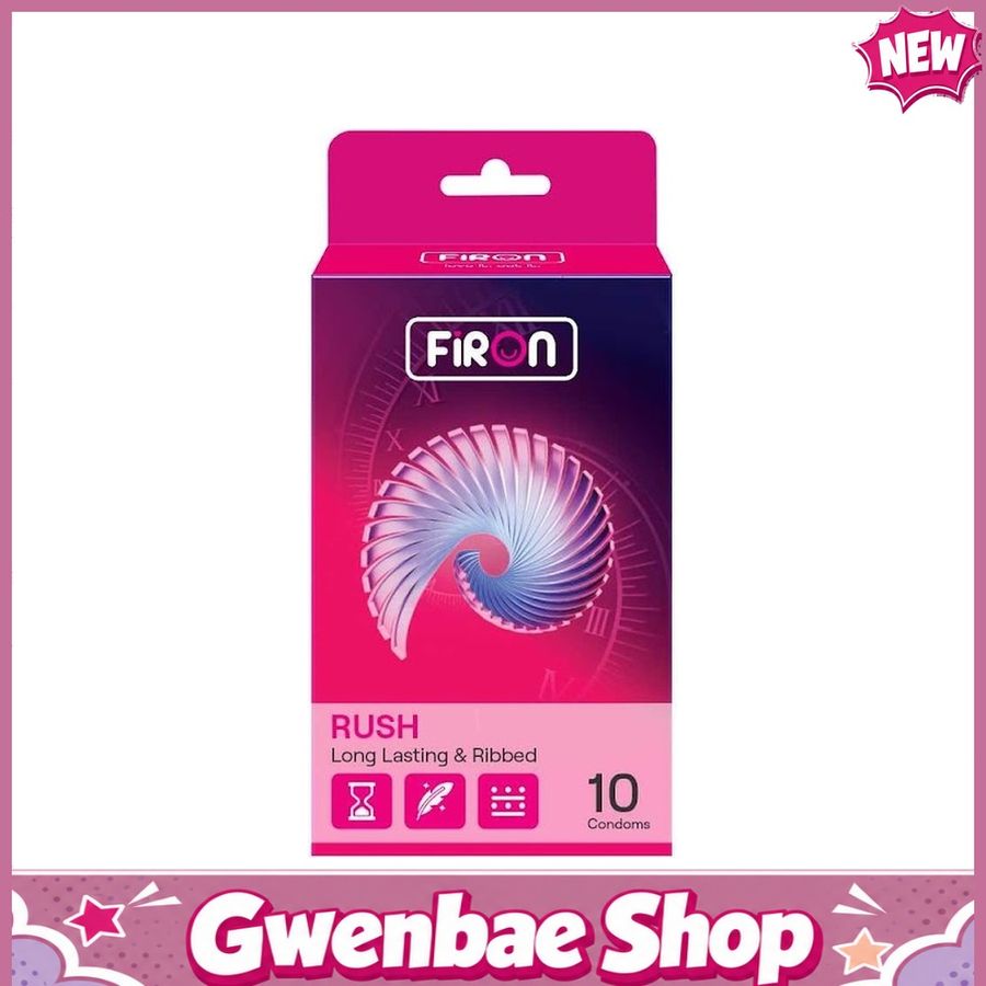 Bao cao su Firon Rush - Gân sọc, điểm nổi, kéo dài thời gian - Hộp 10 cái - Gwen Shop Chính Hãng