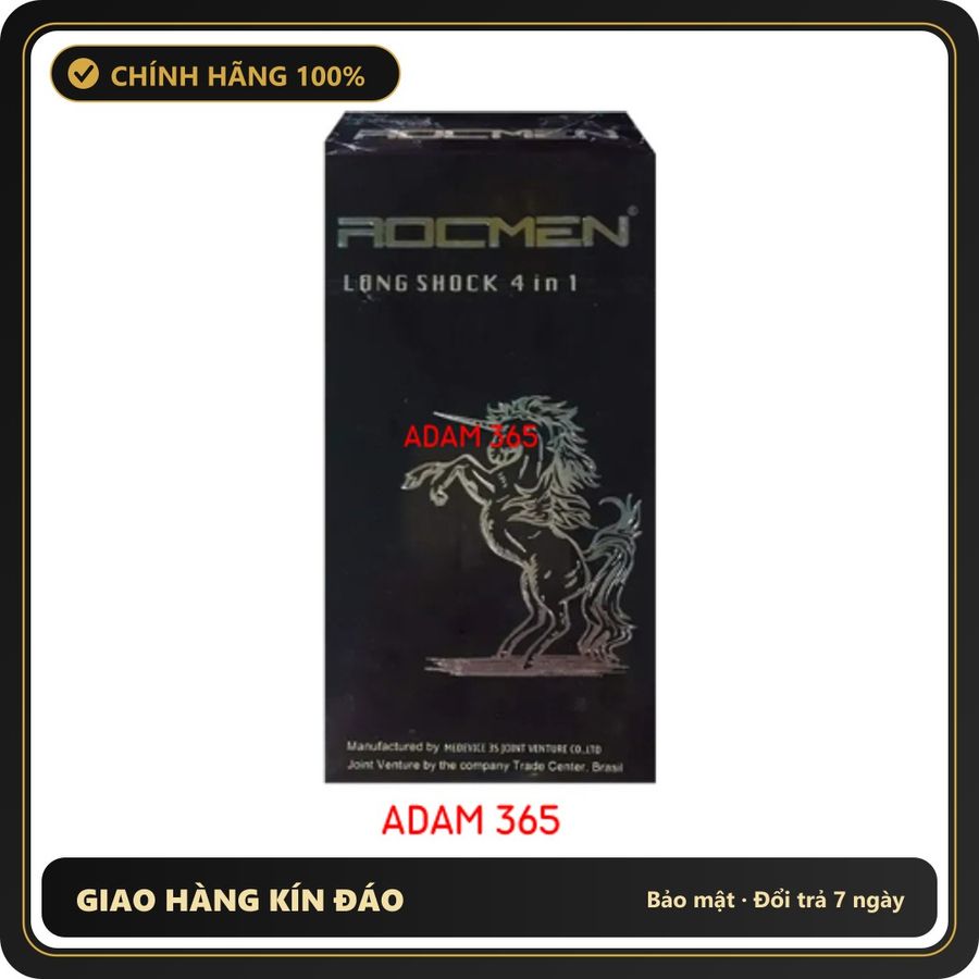 (Che Tên) Bao cao su Rocmen Long Shock 4in1 hộp 12 chiếc kéo dài thời gian chính hãng Giao Nhanh Toàn Quốc