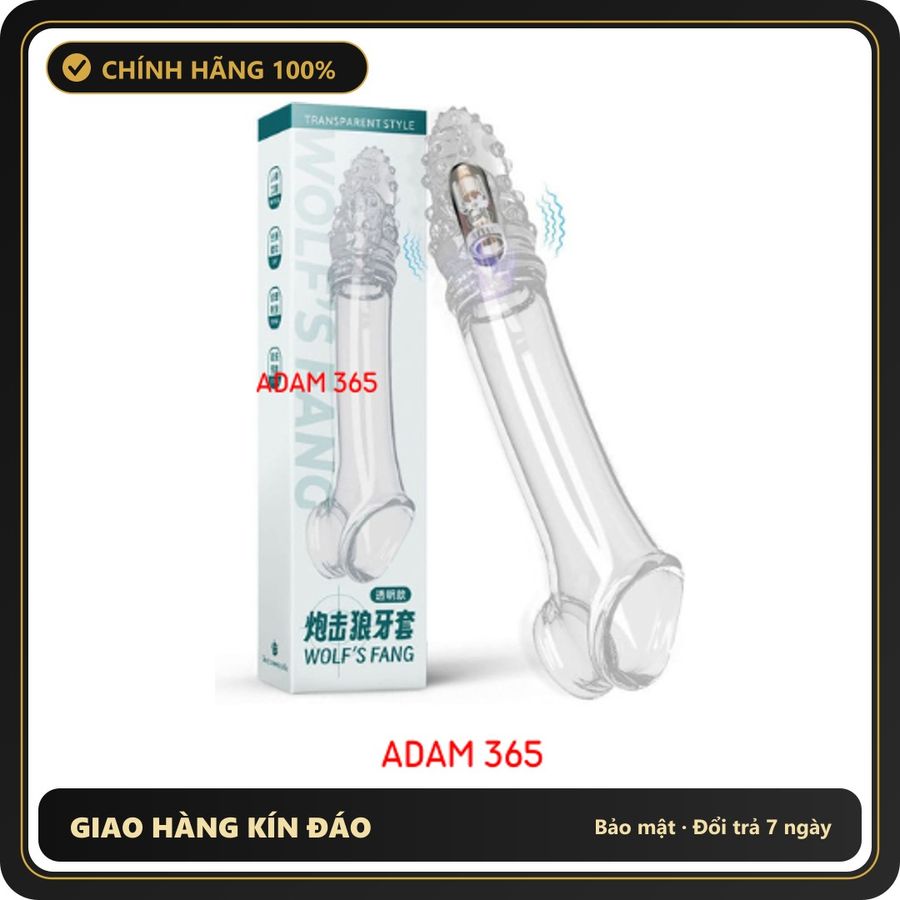 (Che Tên) Bao cao su đôn dên Wolf's Fang rung đầu tăng kích thước chính hãng Cao Cấp Bảo Đảm