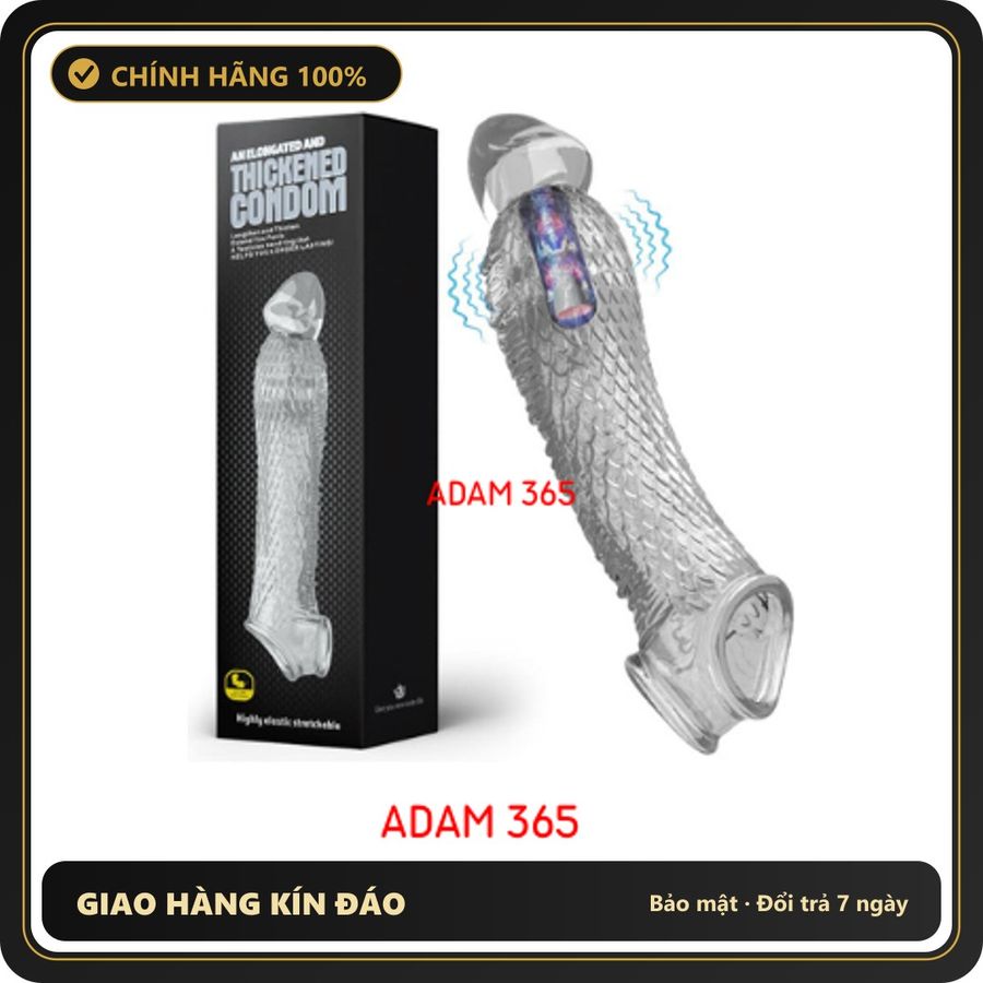 (Che Tên) Bao cao su đôn dên Wolf's Fang 1.0 rung đầu tăng kích thước. Hộp Trắng Kín