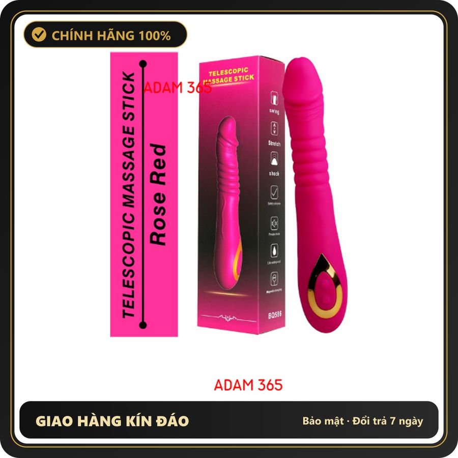 (Che Tên) Máy Rung Âm Đạo Hình Dương Vật rung nhấp chuyển động đẩy tới và lui Ngoáy 18 Chế Độ (24mm X 3,3mm) Giao Nhanh Toàn Quốc