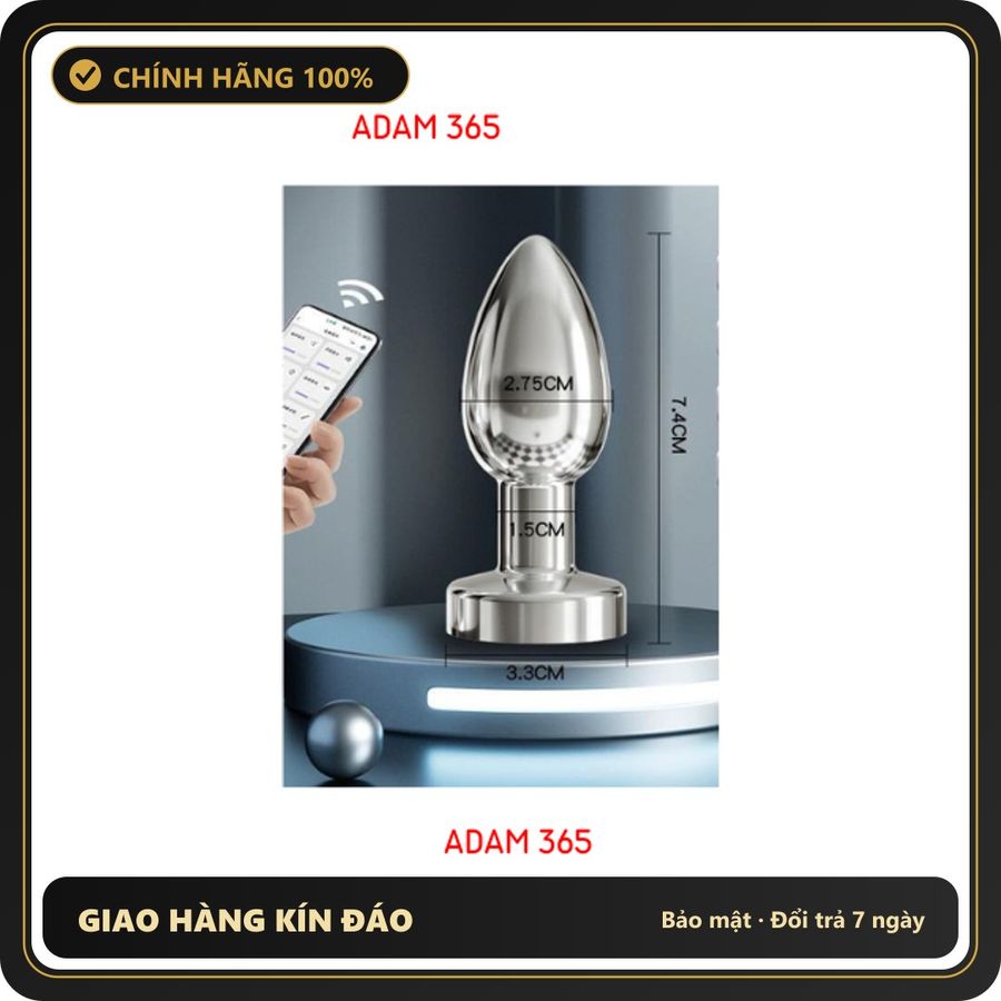 (Che Tên) Plug (PHÍCH) cắm hậu môn Inox có rung đa tần, điều khiển từ xa bằng app 213170 Bảo Mật Tuyệt Đối