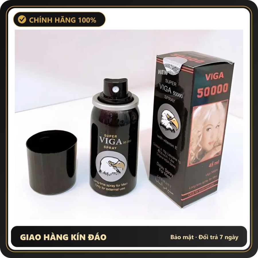 (Che Tên) Xịt Đức Super Viga 50000 Spray cho nam giới 310670 Hộp Trắng Kín