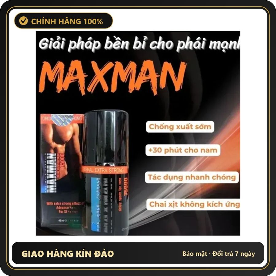 (Che Tên) Xịt maxman của mỹ chính hãng Hộp Trắng Kín - thấm nhanh không nhờn rít, dùng trước khi quan hệ, nhỏ gọn dễ mang theo