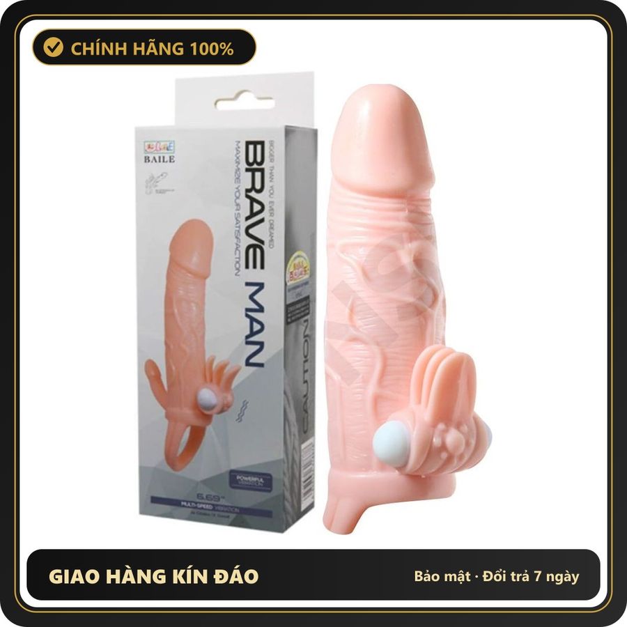 (Che Tên) Bao cao su đôn dên rung Baile Braveman 6.69 inch 663362 [Mã CK-SP908434-04] Chuẩn Auth