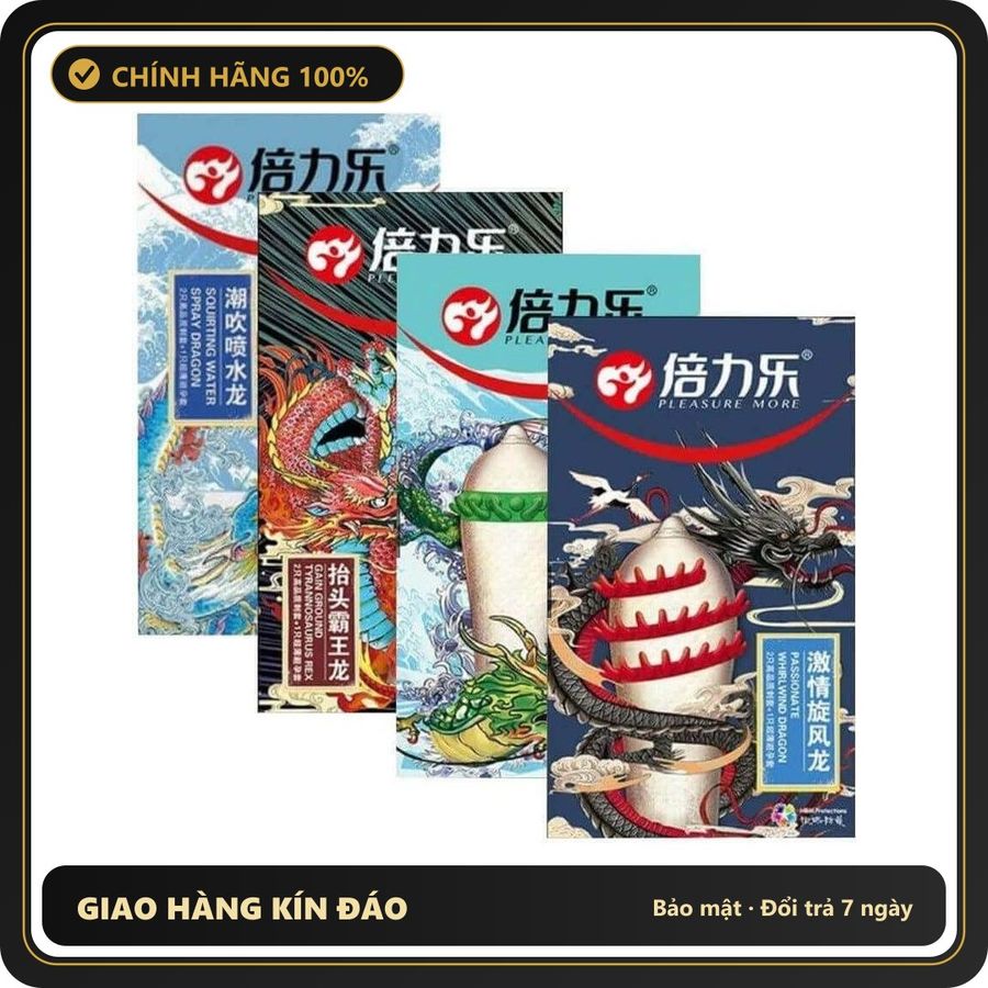 (Che Tên) Bao cao su Dragon - Gân gai và bi lớn - Hộp 2 bao gân gai lớn + 1 bao siêu mỏng (Giao ngẫu [Mã CK-SP909301-06] Hộp Trắng Kín