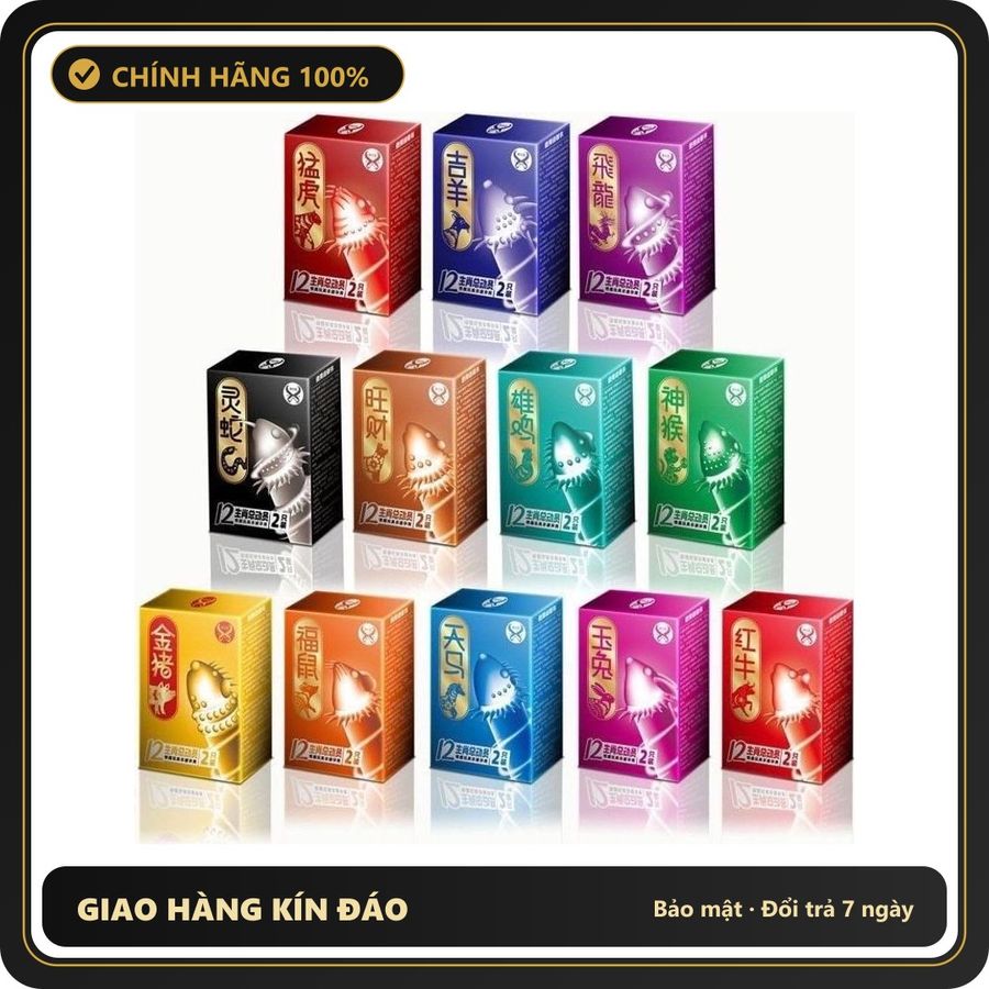 (Che Tên) Bao Cao Su 12 Con Giáp Gân, Gái - Juncai - Hộp 2 Cái [Mã CK-SP909749-03] Hỗ Trợ 24/7
