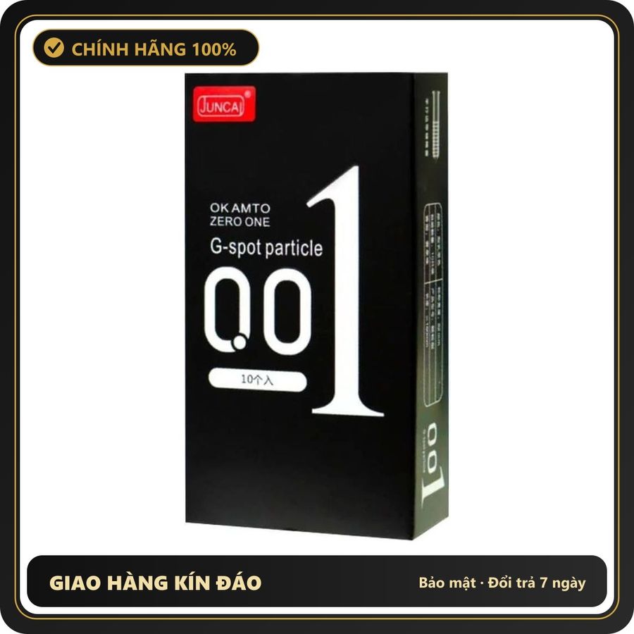 (Che Tên) Bao cao su Juncai 001 Okamto G-Spot Black - Siêu mỏng, gai li ti - Hộp 10 cái 326848 [Mã CK-SP909749-04] - Hàng Mới Về