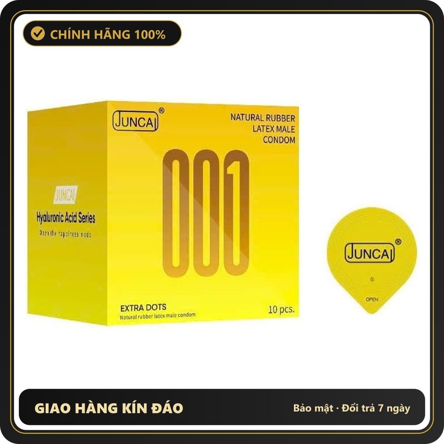 (Che Tên) Bao cao su gân gai nhiều gel Juncai 000 Extra Dots | Hộp 10 cái [Mã CK-SP909749-07] Hộp Trắng Kín