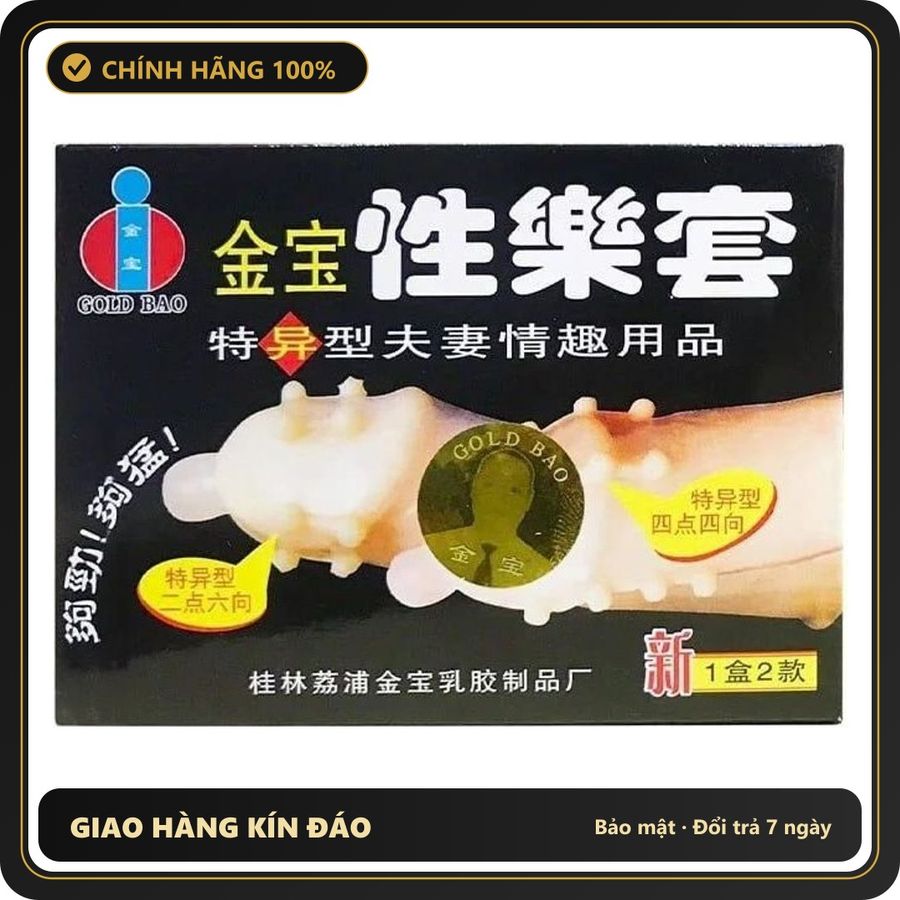 (Che Tên) Bao cao su Gold - Gai và bi - Hộp 2 cái 326656 [Mã CK-SP911168-06] Bảo Mật Tuyệt Đối